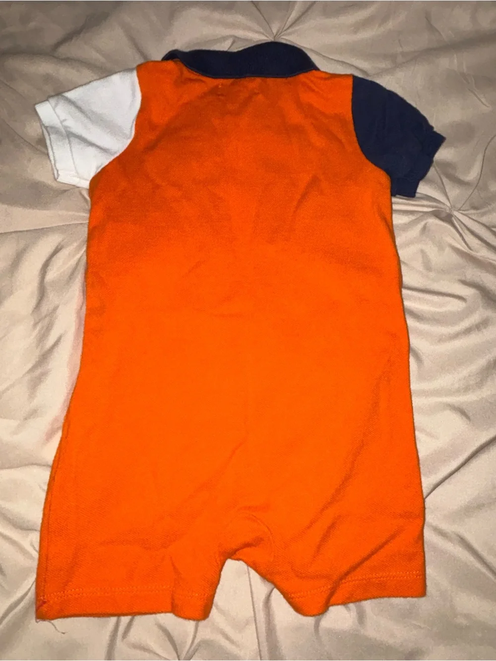 Ralph Lauren Orange Polo One-Piece with Navy & White Sleeves